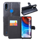 Capa Carteira Couro Para Motorola Moto E7 Power Xt2097 