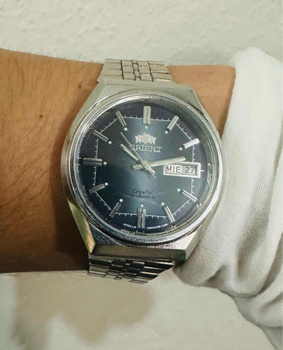 Reloj Orient Vintage 3 Estrellas Automático Dial Azul Oscuro