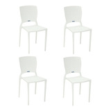 Kit 4 Cadeiras Safira Branco Tramontina