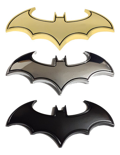 3 Stickers Calcomanías 3d De Metal Logo De Batman Auto Coche