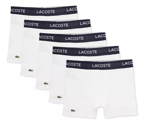 Boxer Hombre Pack 5 Algodón Lacoste Original Comodo Blanco