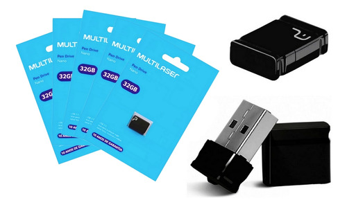 Kit 5 Pendriver Nano Mini Multilaser 32gb Usb 2.0 Original