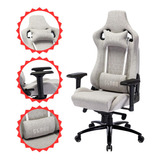 Cadeira Gamer Tecido Respirável Cinza Heavy Duty - Clanm