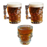 2 Jarras Cerveceras Calavera 500ml + 1 Vaso Calavera 300ml