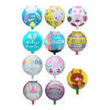 Pack 50 Globos Metálicos Pascua Conejitos 45cm Sin Varillas