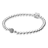 Brazalete Pandora De Cuentas Y Pavé Plata Ale S925