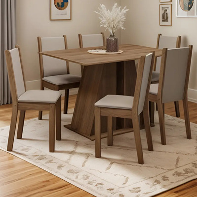 Juego De Comedor Mesa Y 6 Sillas Madesa Wendy Mb Color Marrón\u002FBeige | Meses sin interés