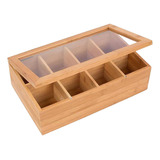 Caja De Té De Madera Con Tapa, Pequeña Caja De 8 Rejillas