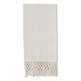 Mud Pie Manta De Macrame, Color Blanco, 50 X 60 Pulgadas