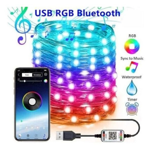 2 *20m Rgb Diy Luz Ambiental Festiva - Control Bluetooth Usb