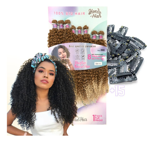 Cabelo Organico Cacheado Natural 8telas 260gr + 15 Tic Tac