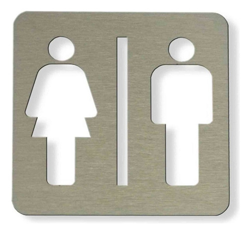 Señal Hombre Mujer 90x90mm Baño Cartel Acero Inoxidable