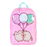 Mochila Gato Pusheen The Cat Gatita En Globos Con Estrellas Rosa