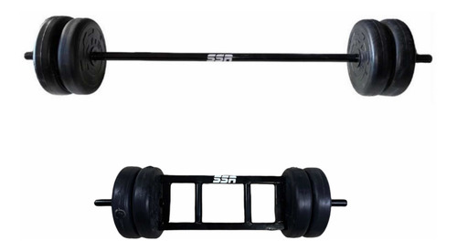 Barra Recta Y Barra Romana Con 80lbs En Discos Ssr Sport