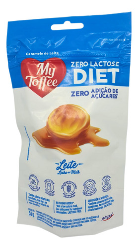 Pacote Bala Diet Zero Lactose Ao Leite My Toffee - 52g