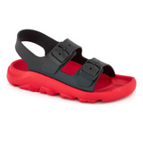 Sandalia Ferrato Para Niño Suela Chunky Hebillas Negro