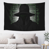 Adanti Black Hat Dark Side Hacker Print Tapestry Decorative.