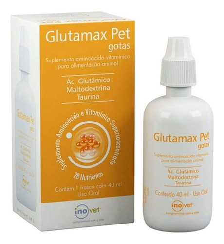 Glutamax Gotas 40ml Suplemento Aminoacido Vitaminico Inovet