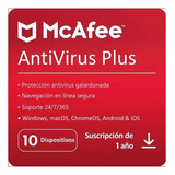 Antivirus Mcafee Antivirus Plus  2024 - 10 Dispo - 1 Año