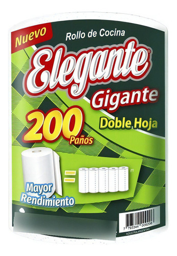 Pack X2u Rollo De Cocina Elegante Multiuso X200 Paños