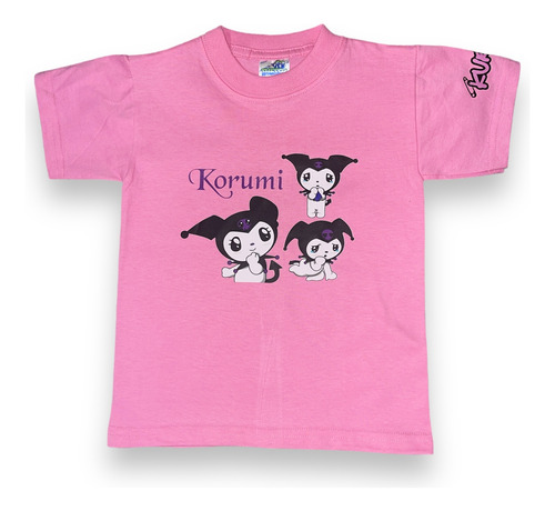 Playera Kuromi Kawaii Rosa Niña Manga Corta