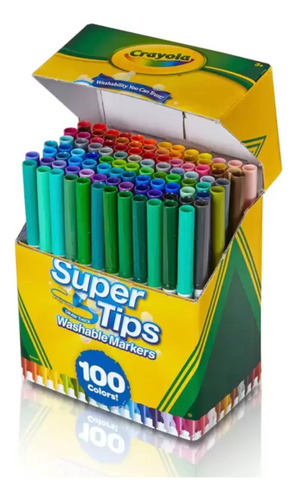 Super Tips Crayola 100 Plumones Marcadores Delgados Lavables