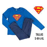 Pijama Superman Invierno Para Hombre Modelo Sobrio Azul