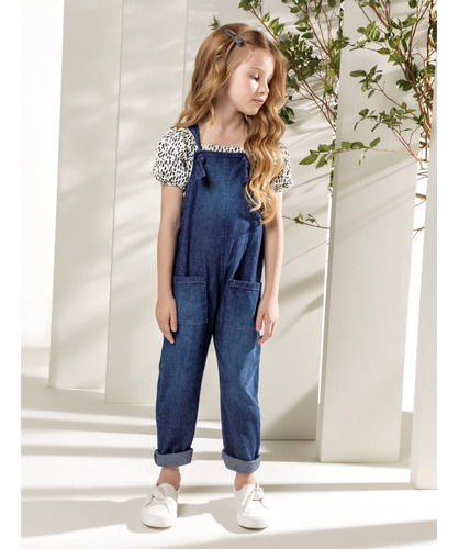 Conjunto Jardineira Infantil Jeans Colorittá