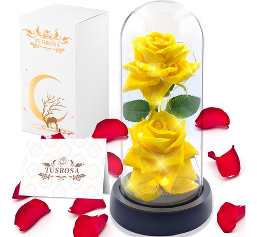 Regalo Dia De Las Madres Rosas Flor Artificial Luces Led
