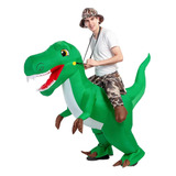 Disfraz Inflable Para Adultos De Dinosaurio Color Verde