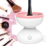 Lavador Limpador De Pinceis Maquiagem Automático Elétrico Cor Rosa E Branco