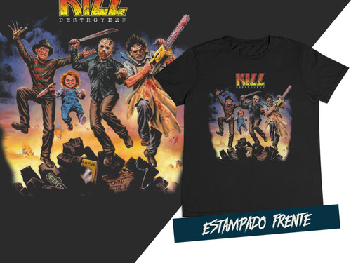 Camiseta Rock Kiss Parody Personajes Terror