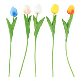 Faux Bouquet De Tulipanes De Plástico, 5 Unidades