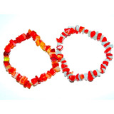  2 Pulseras Piedra Color Rojo / Coral / Aguamarina /oferta 