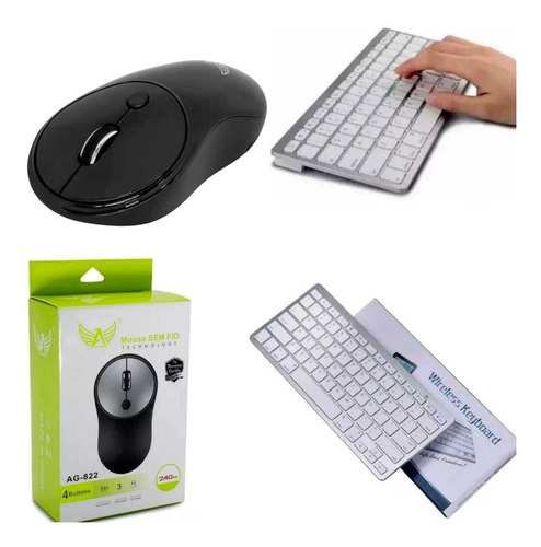 Kit Teclado E Mouse Bluetooth Wireless 2.4 Casa Escritorio