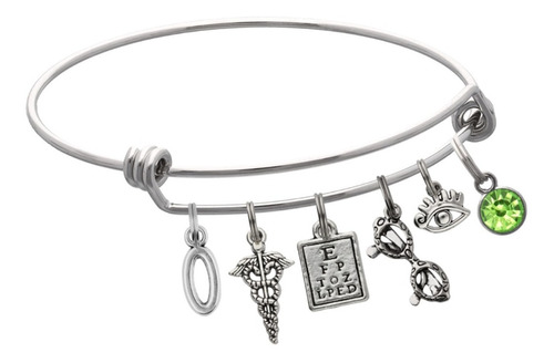 Pulsera Oftalmólogo Médico Dije Letra Inicial Caduceo Lentes