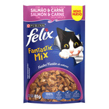 Ração Úmida Wet Felix Fantastic Mix Salmao E Carne 85g
