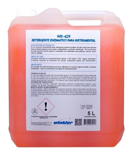 Detergente Enzimático Para Instrumental Wk-429  (5 Litros)