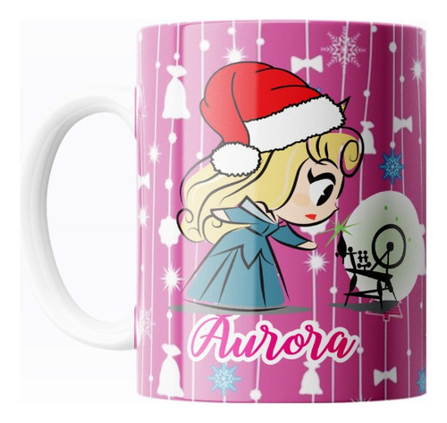 Taza De Cerámica Navideña Princesas Disney Varios Diseños