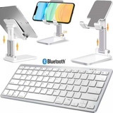 Kit Teclado Bluetooth Sem Fio + Suporte Tablet Celular Tab