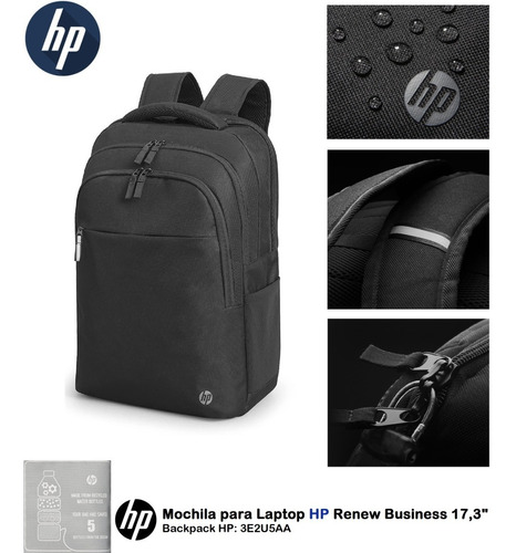 Backpack O Mochila Hp Renew Business 17.3  Negra  |  3e2u5aa