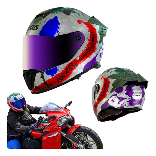 Casco Moto Certicacion Ece Y Dot Axxis Hawk Evo Sick Joke