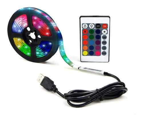 Fita Led 5050 Rgb Controle Remoto 2m 5v Usb Para Tv Pc Carro