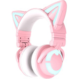 Auriculares Headphones Gamer Con Orejas De Gato | Rosa