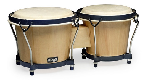 Bongo De Madera Stagg Bw-70 7 + 8 Natural Cuero Torres Metal