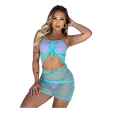 Conjunto Feminino Saia Top Saída De Praia Julieta