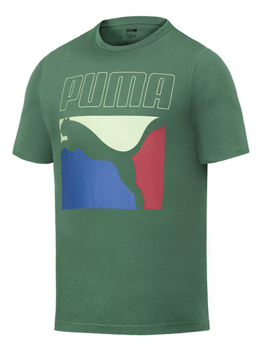 Polera Puma Box Graphic Tee Verde Hombre