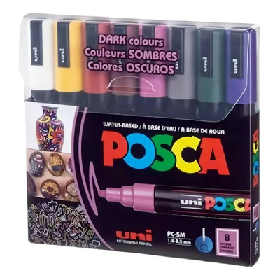 8 Plumones Tipo Posca Pintura Acrilica Pc-5m Color Oscuros | Meses sin interés