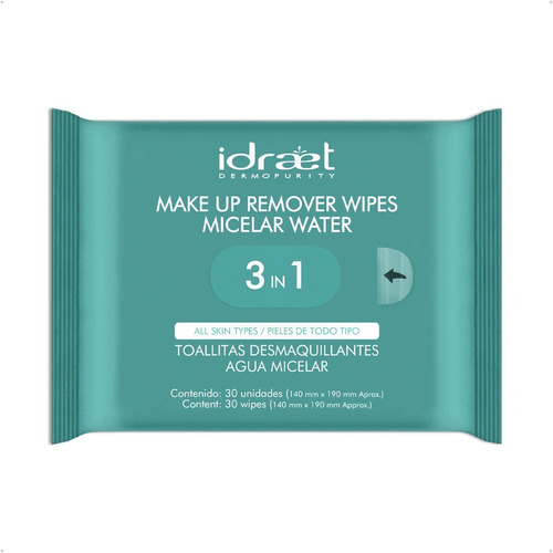 Idraet Make Up Remover Wipes Toallitas Desmaquillantes 30u