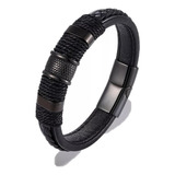 Pulsera De Cuero Black Titan Hombre Moda 2019 100% Il